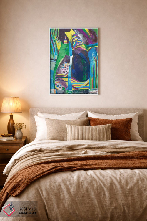 تابلو انتزاعی سه نفر در آتش بازی کریسمس اثر نلی لوکاشیک - D5W