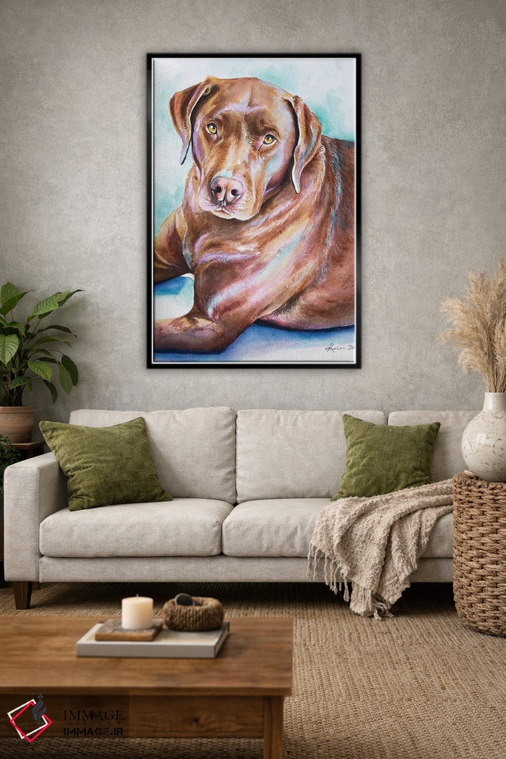 تابلو دکوراتیو لابرادور شکلاتی اثر لینزی کیوی - D1B