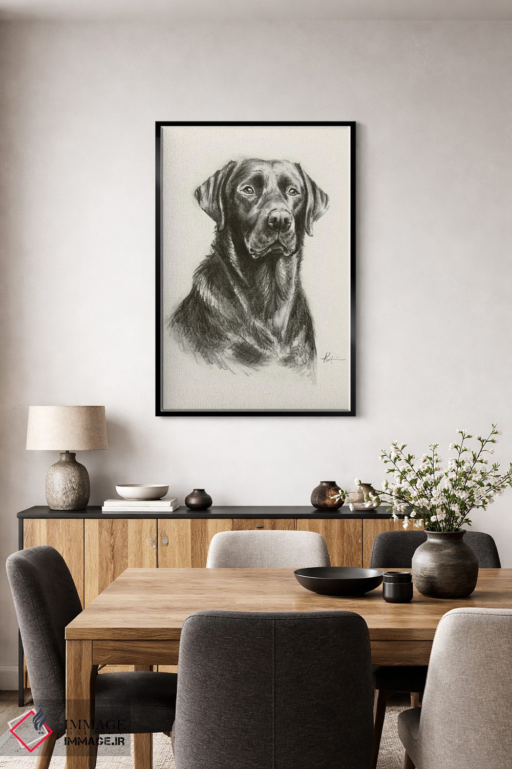 تابلو دکوراتیو طرح اسکچ لابرادور رتریور ۳ اثر لینزی کیوی - D5B