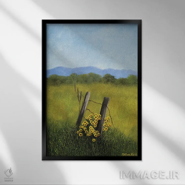 تابلو دکوراتیو ردیف حصار اثر شریل میلر لکی - نمای قابدار مشکی