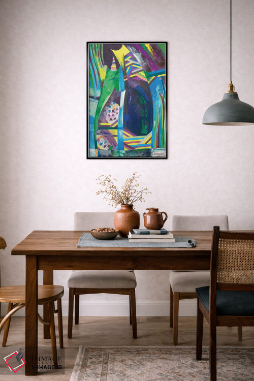 تابلو انتزاعی سه نفر در آتش بازی کریسمس اثر نلی لوکاشیک - D6B