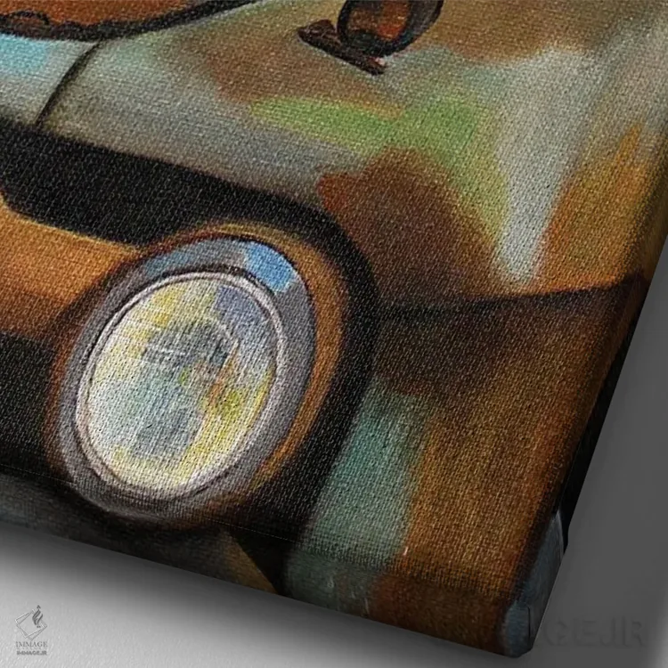 تابلو دکوراتیو دختر طلایی اثر شریل میلر لکی - نمای نزدیک بافت بوم