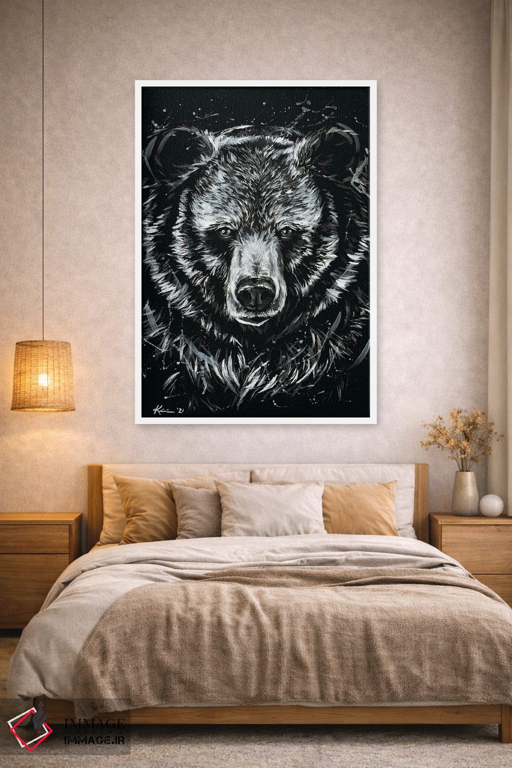تابلو دکوراتیو خرس گریزلی اثر لینزی کیوی - D1W