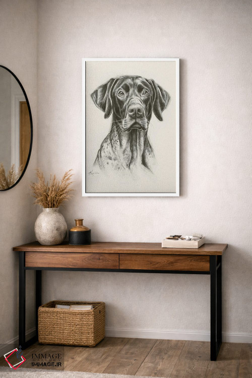 تابلو دکوراتیو طرح اسکچ پوینتر موکوتاه آلمانی اثر لینزی کیوی - D3W