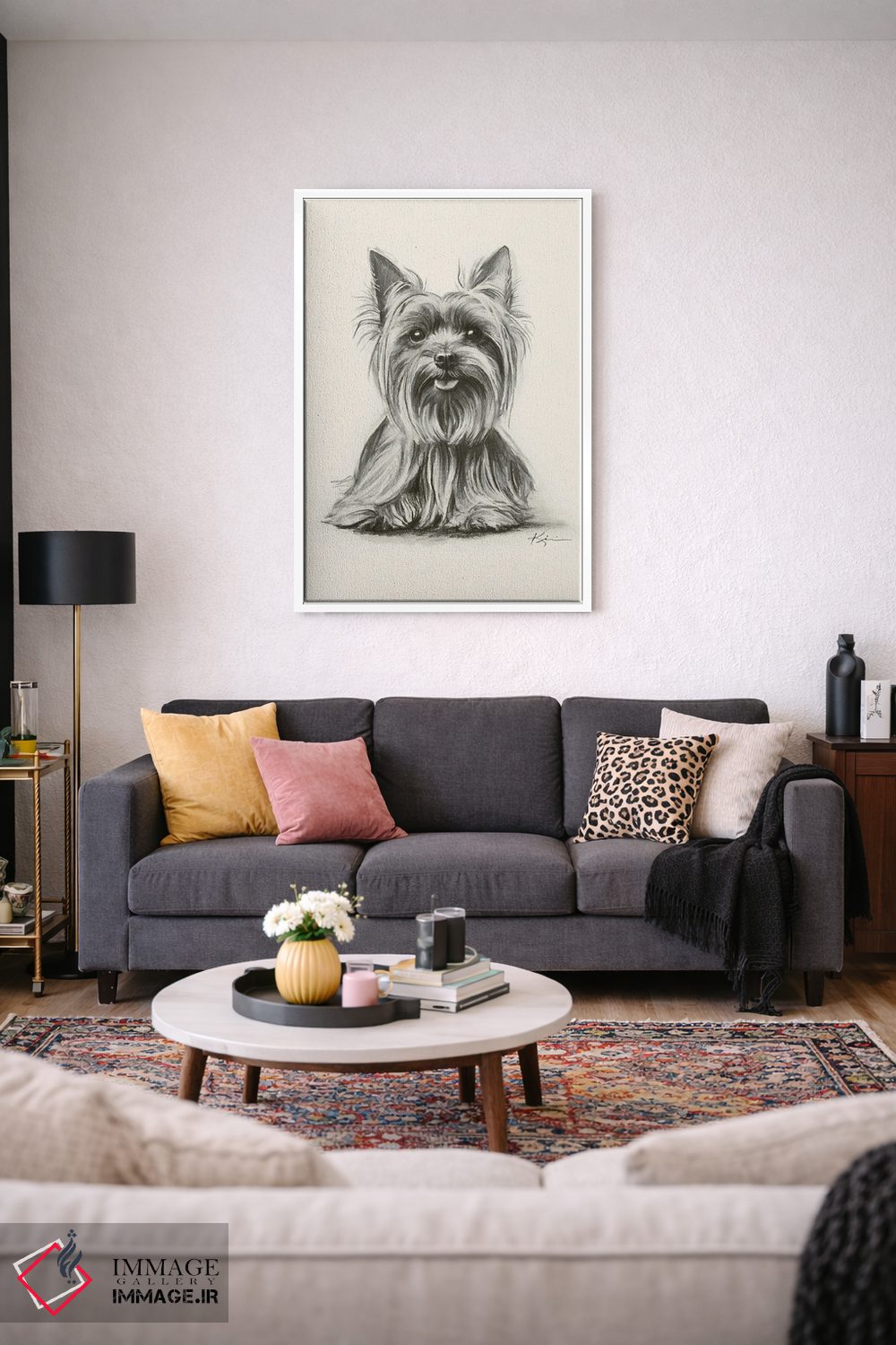 تابلو دکوراتیو طرح اسکچ یورکشایر تریر اثر لینزی کیوی - D3W