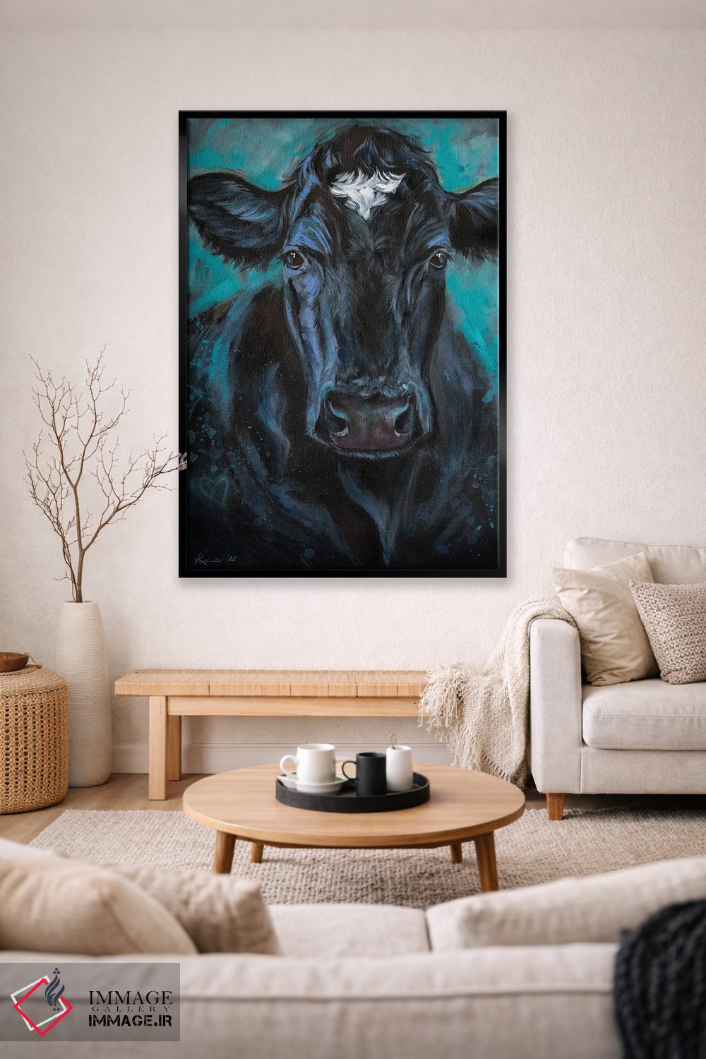 تابلو دکوراتیو گاو سیاه اثر لینزی کیوی - D2B