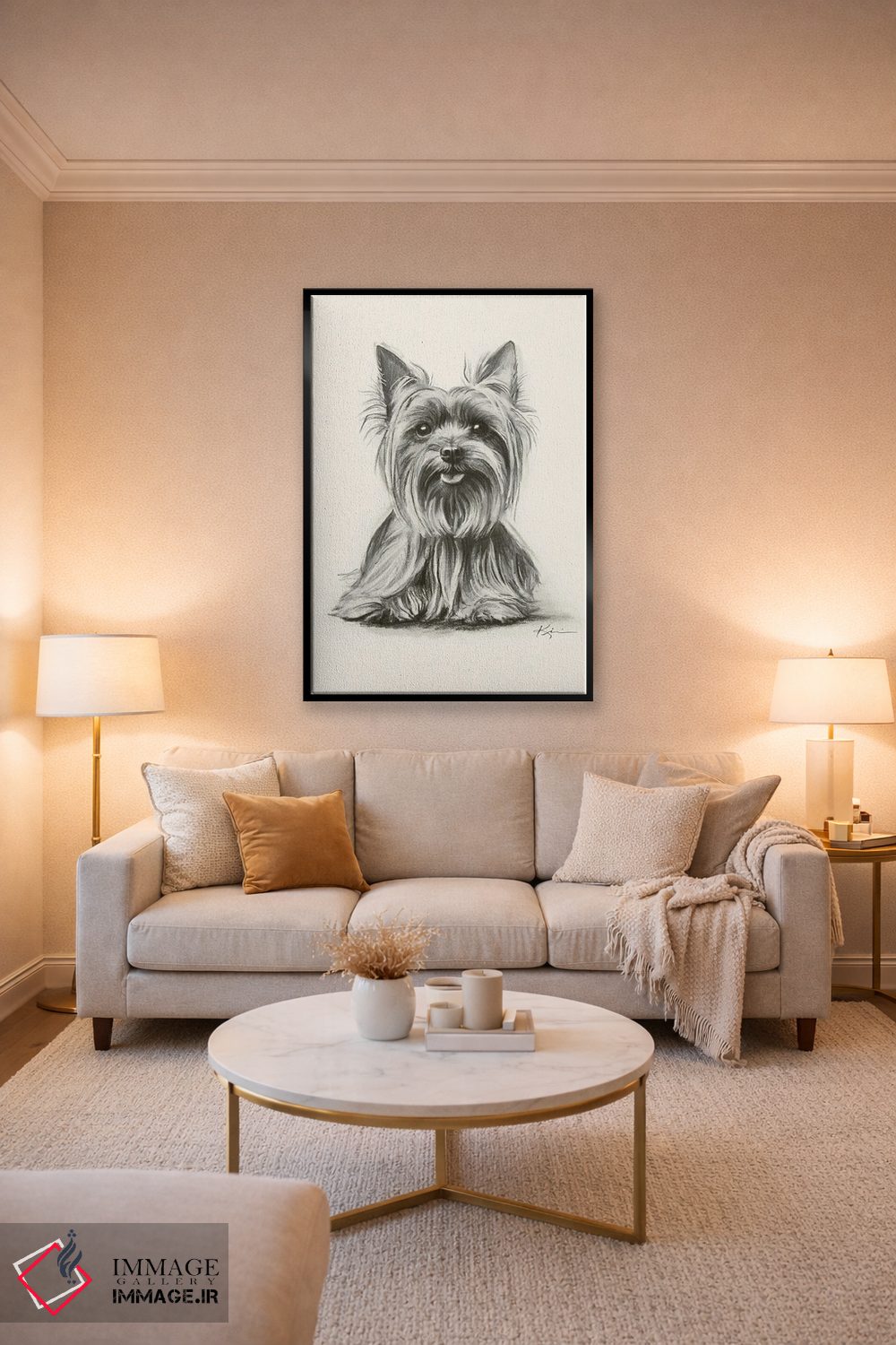 تابلو دکوراتیو طرح اسکچ یورکشایر تریر اثر لینزی کیوی - D5B