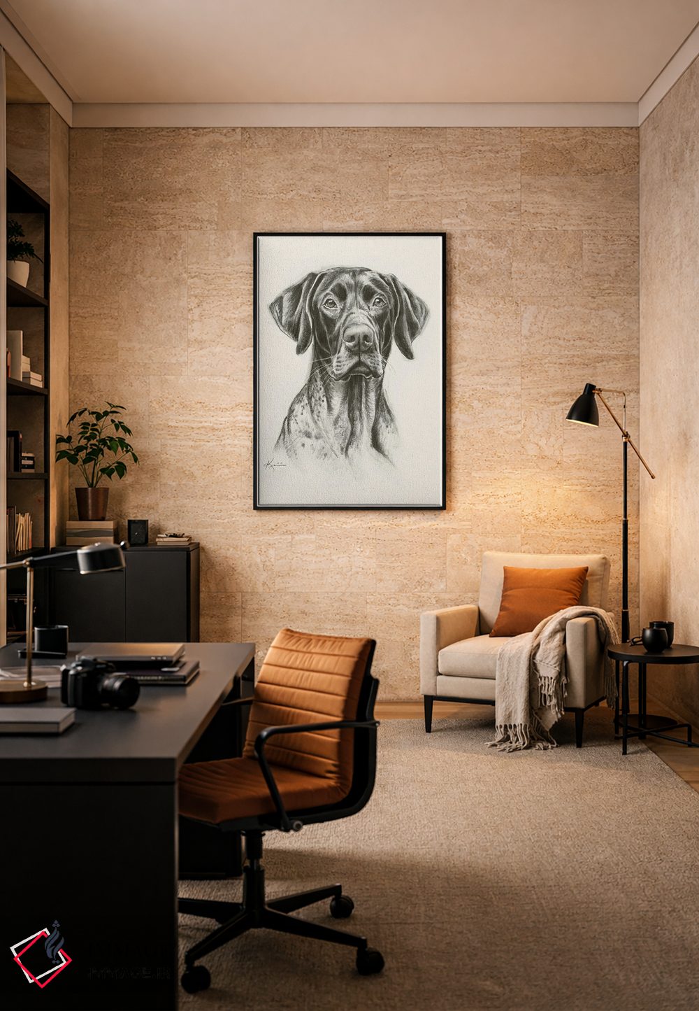 تابلو دکوراتیو طرح اسکچ پوینتر موکوتاه آلمانی اثر لینزی کیوی - D5B