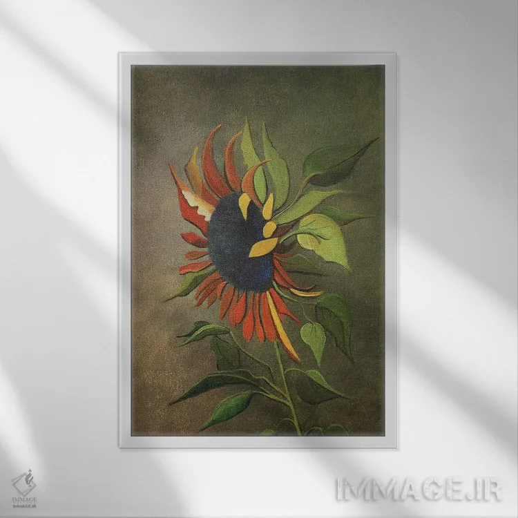 تابلو دکوراتیو آفتابگردان پاییزی اثر شریل میلر لکی - نمای قابدار سفید