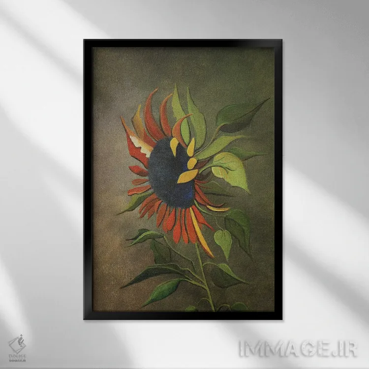 تابلو دکوراتیو آفتابگردان پاییزی اثر شریل میلر لکی - نمای قابدار مشکی