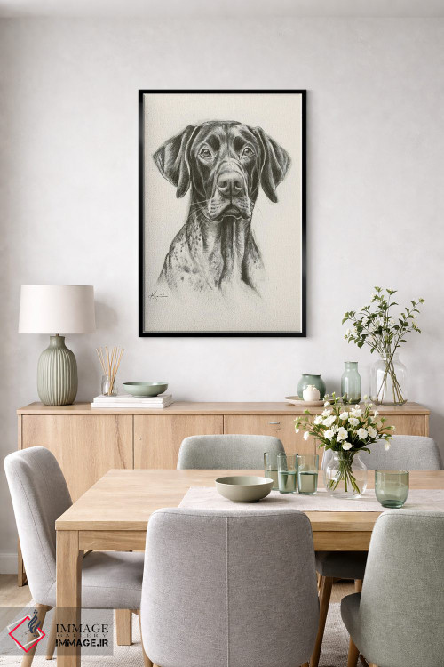 تابلو دکوراتیو طرح اسکچ پوینتر موکوتاه آلمانی اثر لینزی کیوی - D6B