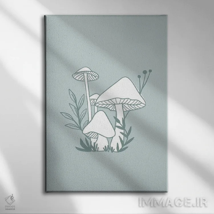 تابلو دکوراتیو قارچ های آبی اثر لیدی لوئیز دیزاینز - نمای روبهرو روی دیوار