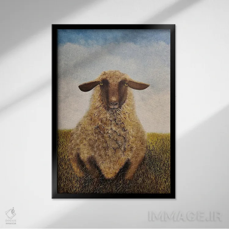 تابلو دکوراتیو پشمالو اثر شریل میلر لکی - نمای قابدار مشکی