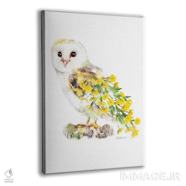 تابلو دکوراتیو جغد طویله گیاهی حیات وحش اثر لولا دیزاین - نمای پرسپکتیو محصول