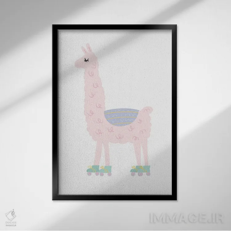 تابلو مینیمال لاما اثر لیدی لوئیز دیزاینز - نمای قابدار مشکی