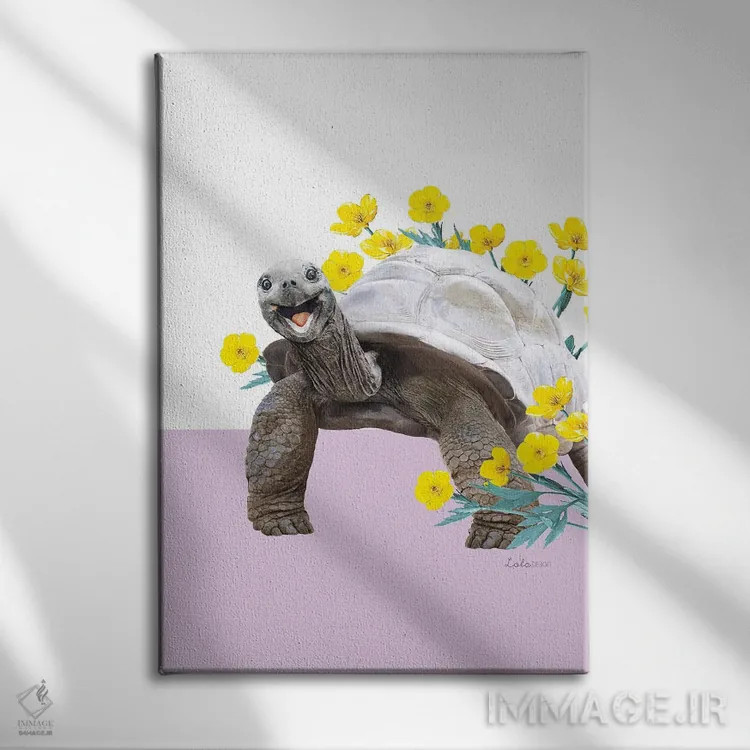 تابلو دکوراتیو لاک پشت خشکی سافاری اثر لولا دیزاین - نمای روبهرو روی دیوار
