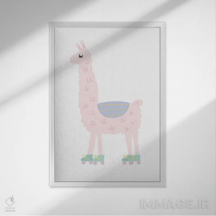 تابلو مینیمال لاما اثر لیدی لوئیز دیزاینز - نمای قابدار سفید