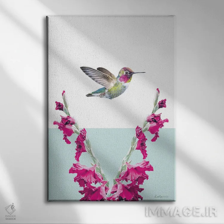 تابلو دکوراتیو مرغ مگس خوار سافاری اثر لولا دیزاین - نمای روبهرو روی دیوار