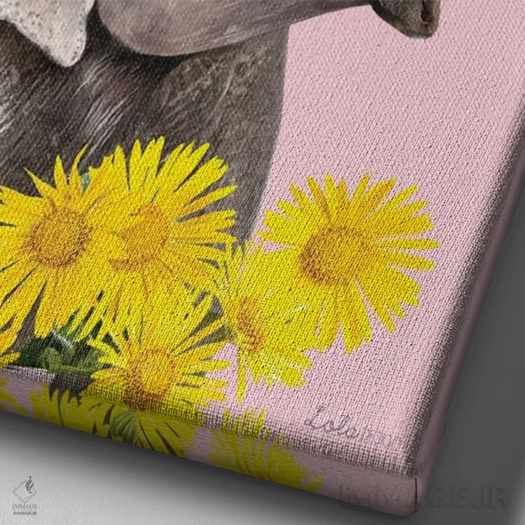 تابلو دکوراتیو فیل سافاری اثر لولا دیزاین - نمای نزدیک بافت بوم