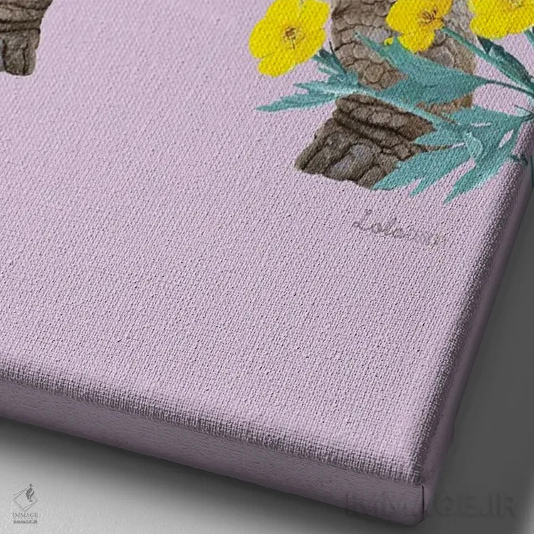 تابلو دکوراتیو لاک پشت خشکی سافاری اثر لولا دیزاین - نمای نزدیک بافت بوم