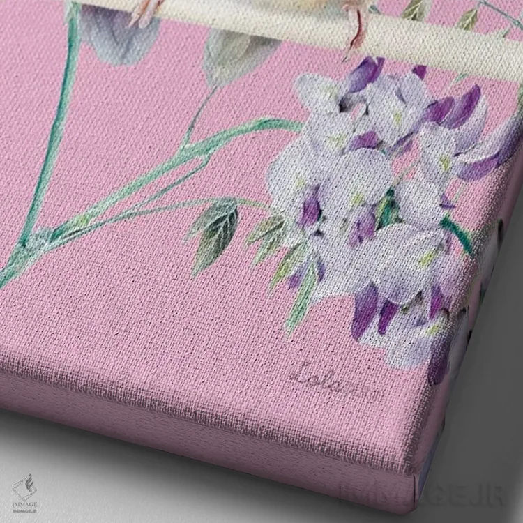 تابلو دکوراتیو طوطی کوچک سافاری اثر لولا دیزاین - نمای نزدیک بافت بوم