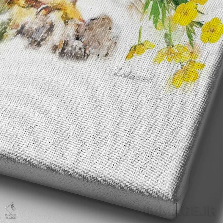 تابلو دکوراتیو جغد طویله گیاهی حیات وحش اثر لولا دیزاین - نمای نزدیک بافت بوم