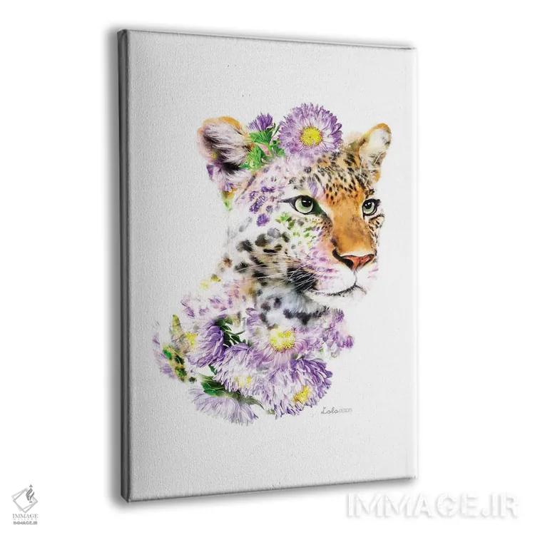 تابلو دکوراتیو پلنگ گیاهی حیات وحش اثر لولا دیزاین - نمای پرسپکتیو محصول