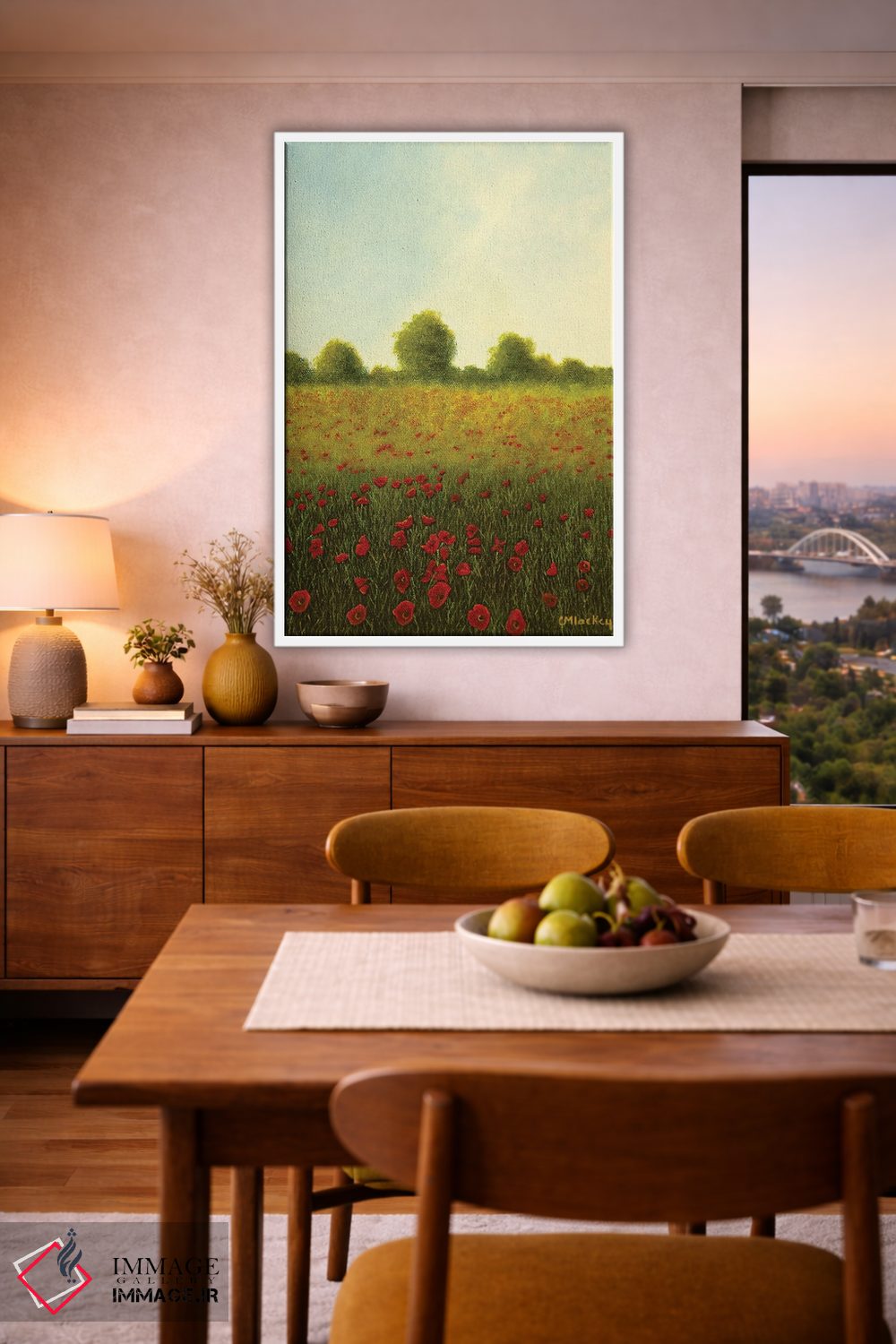 تابلو دکوراتیو مزرعه شقایق اثر شریل میلر لکی - D5W