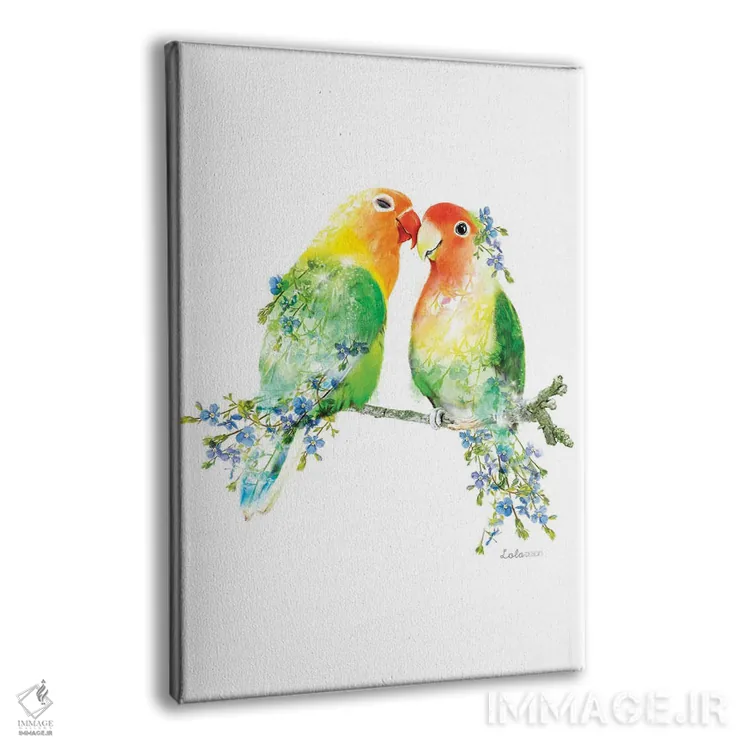 تابلو دکوراتیو مرغ عشق گیاهی حیات وحش اثر لولا دیزاین - نمای پرسپکتیو محصول