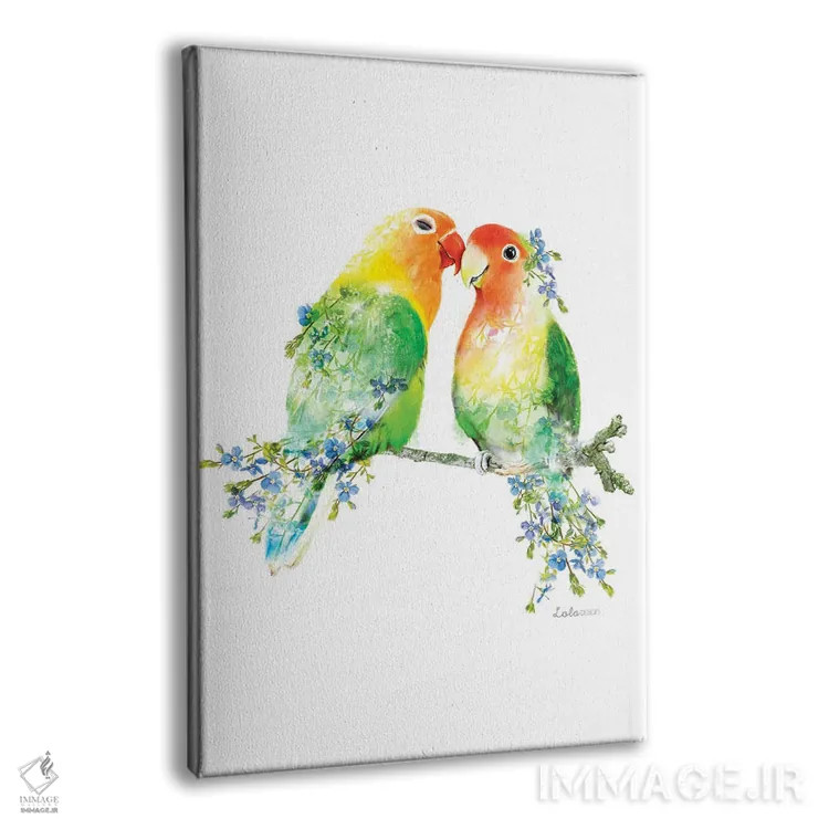 تابلو دکوراتیو مرغ عشق گیاهی حیات وحش اثر لولا دیزاین - نمای پرسپکتیو محصول