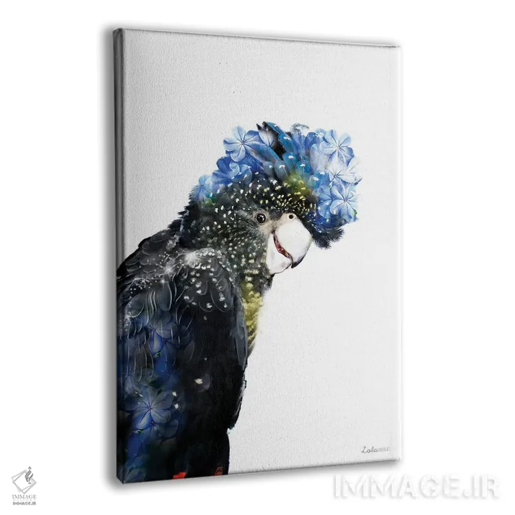 تابلو دکوراتیو کاکاتوو دم قرمز گیاهی حیات وحش اثر لولا دیزاین - نمای پرسپکتیو محصول