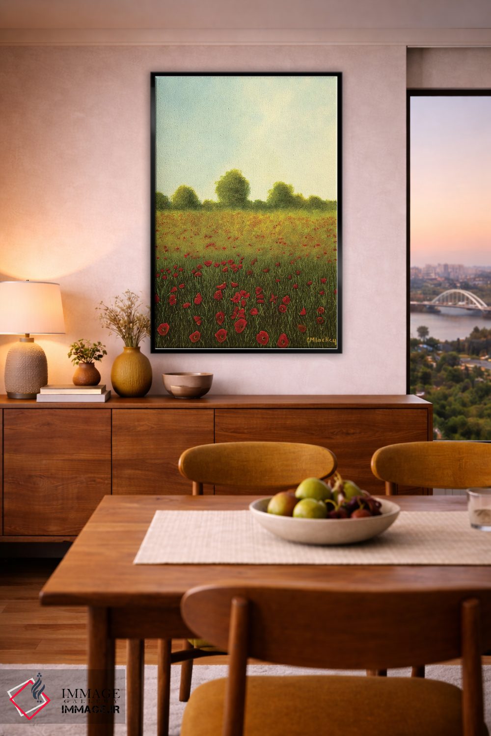 تابلو دکوراتیو مزرعه شقایق اثر شریل میلر لکی - D6B