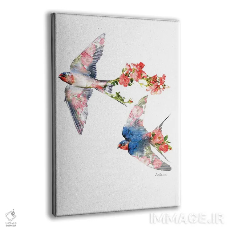 تابلو دکوراتیو پرستوهای گیاهی حیات وحش اثر لولا دیزاین - نمای پرسپکتیو محصول