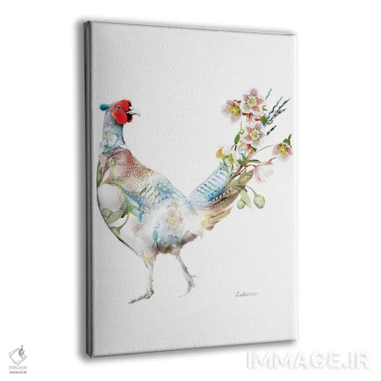 تابلو دکوراتیو قرقاول گل خربق گیاهی حیات وحش اثر لولا دیزاین - نمای پرسپکتیو محصول