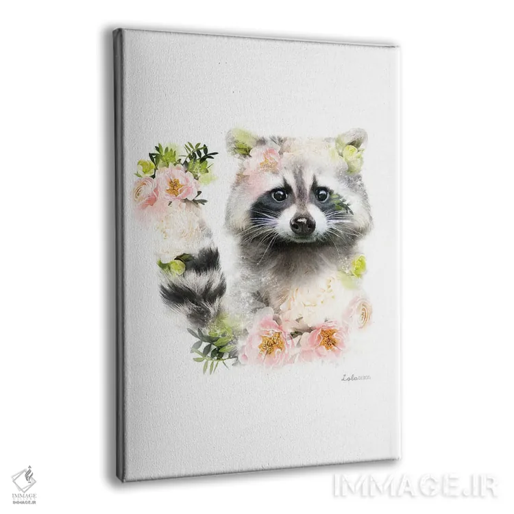 تابلو دکوراتیو راکون گیاهی حیات وحش اثر لولا دیزاین - نمای پرسپکتیو محصول