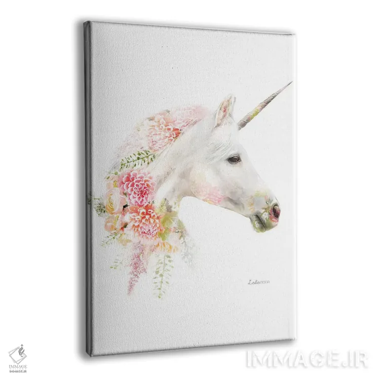 تابلو دکوراتیو اسب شاخدار گیاهی حیات وحش اثر لولا دیزاین - نمای پرسپکتیو محصول