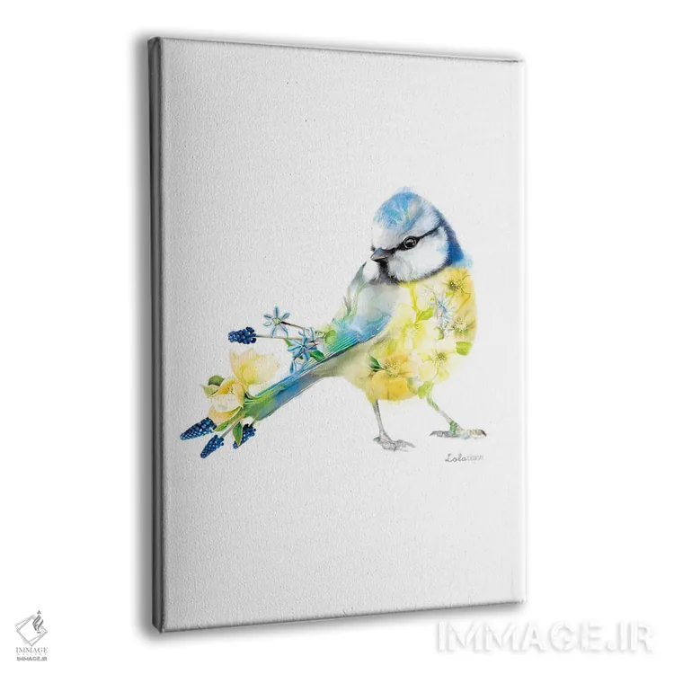 تابلو دکوراتیو کمرسیاه آبی گیاهی حیات وحش اثر لولا دیزاین - نمای پرسپکتیو محصول