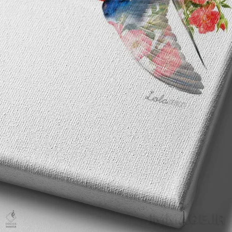 تابلو دکوراتیو پرستوهای گیاهی حیات وحش اثر لولا دیزاین - نمای نزدیک بافت بوم