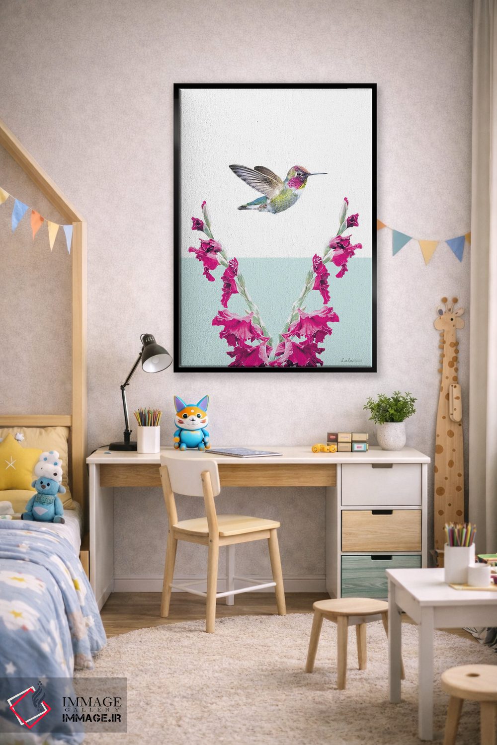 تابلو دکوراتیو مرغ مگس خوار سافاری اثر لولا دیزاین - D2B