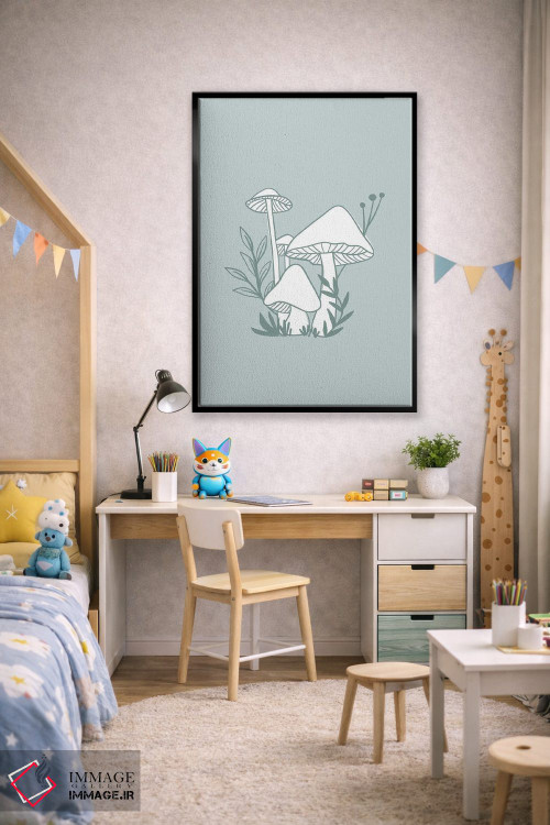 تابلو دکوراتیو قارچ های آبی اثر لیدی لوئیز دیزاینز - D2B