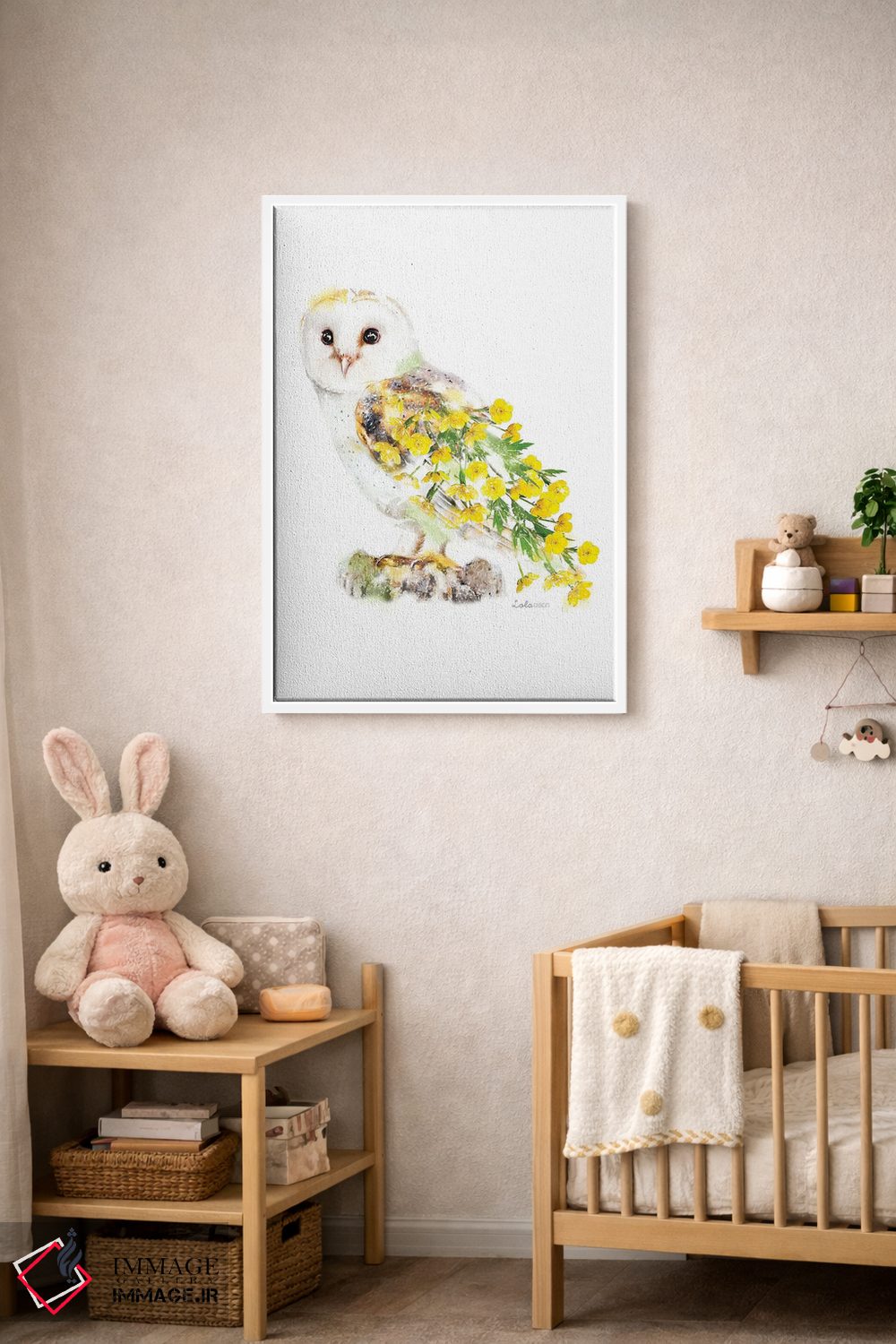 تابلو دکوراتیو جغد طویله گیاهی حیات وحش اثر لولا دیزاین - D3W