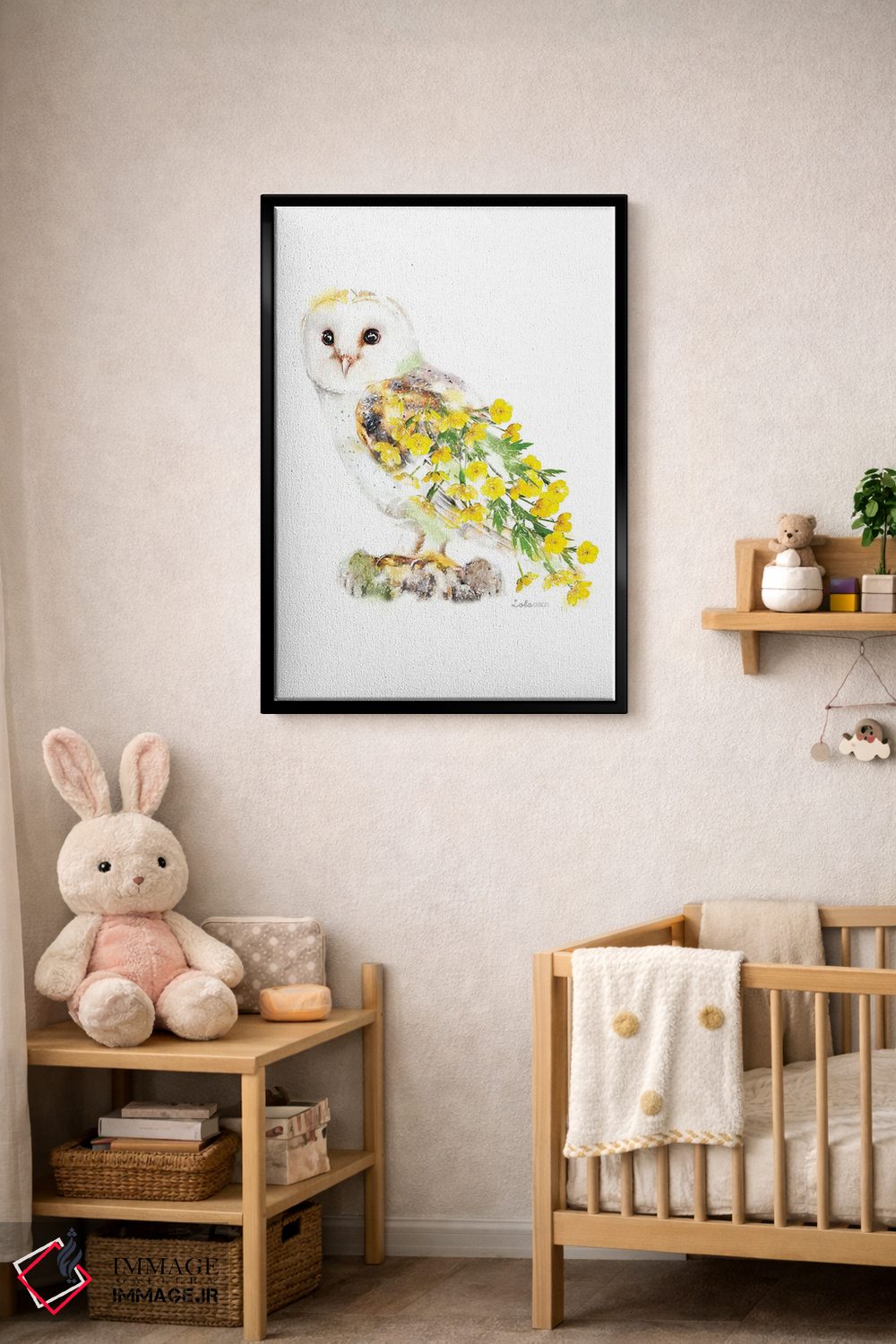 تابلو دکوراتیو جغد طویله گیاهی حیات وحش اثر لولا دیزاین - D4B