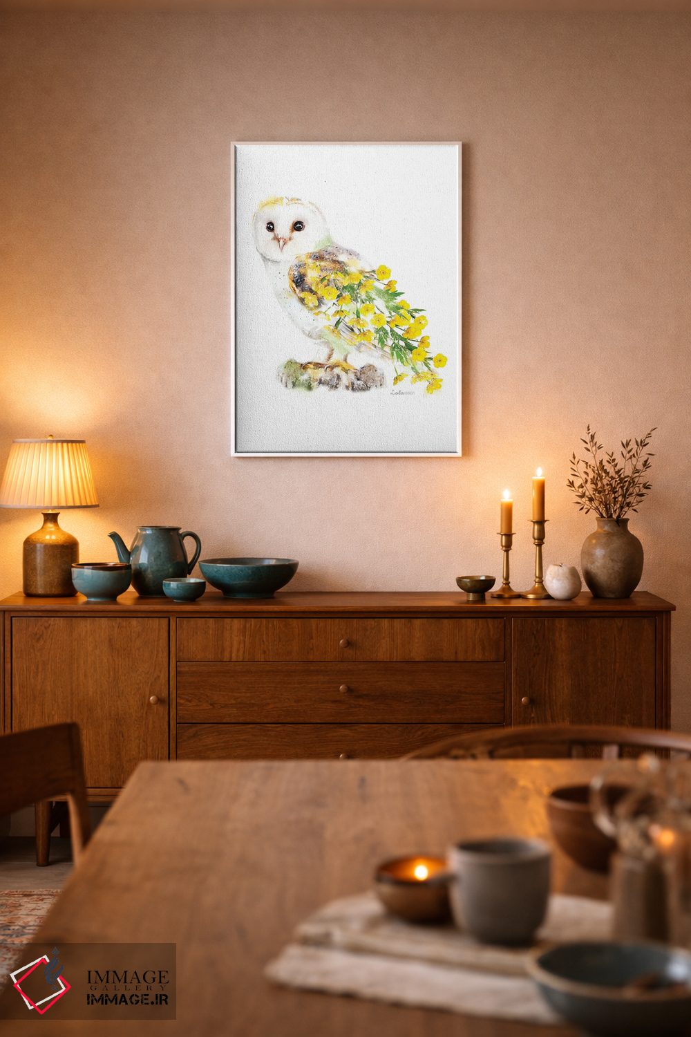 تابلو دکوراتیو جغد طویله گیاهی حیات وحش اثر لولا دیزاین - D6W