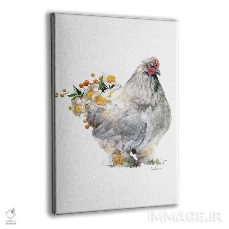 تابلو دکوراتیو مرغ براهمای گیاهی حیات وحش اثر لولا دیزاین - نمای پرسپکتیو محصول