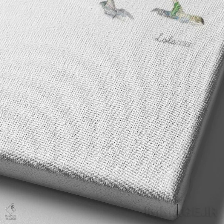 تابلو دکوراتیو کمرسیاه آبی گیاهی حیات وحش اثر لولا دیزاین - نمای نزدیک بافت بوم