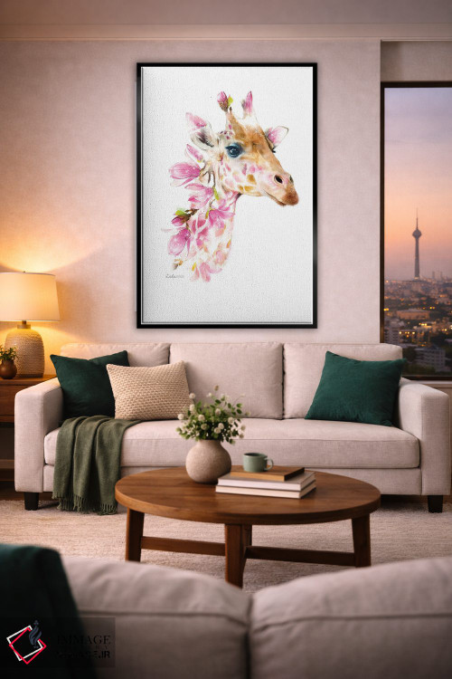 تابلو دکوراتیو زرافه گیاهی حیات وحش اثر لولا دیزاین - D2B