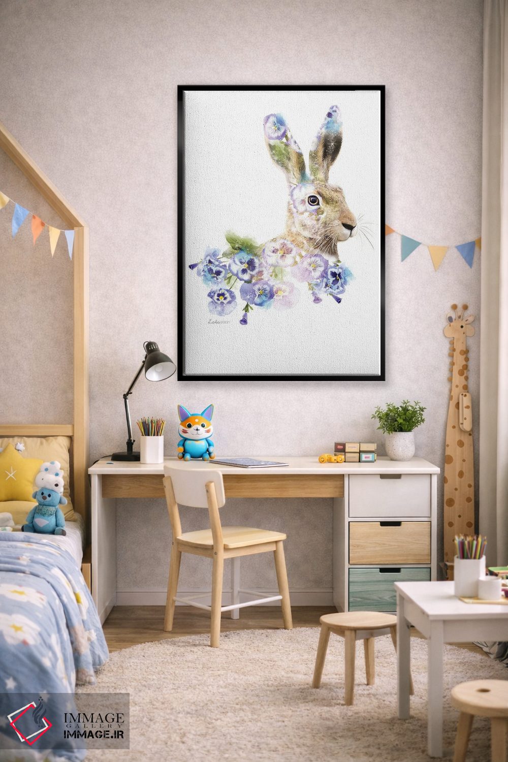 تابلو دکوراتیو خرگوش گیاهی حیات وحش اثر لولا دیزاین - D3B