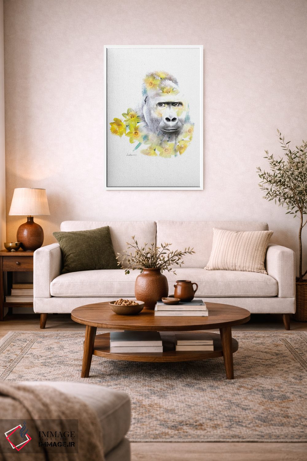 تابلو دکوراتیو گوریل گیاهی حیات وحش اثر لولا دیزاین - D4W