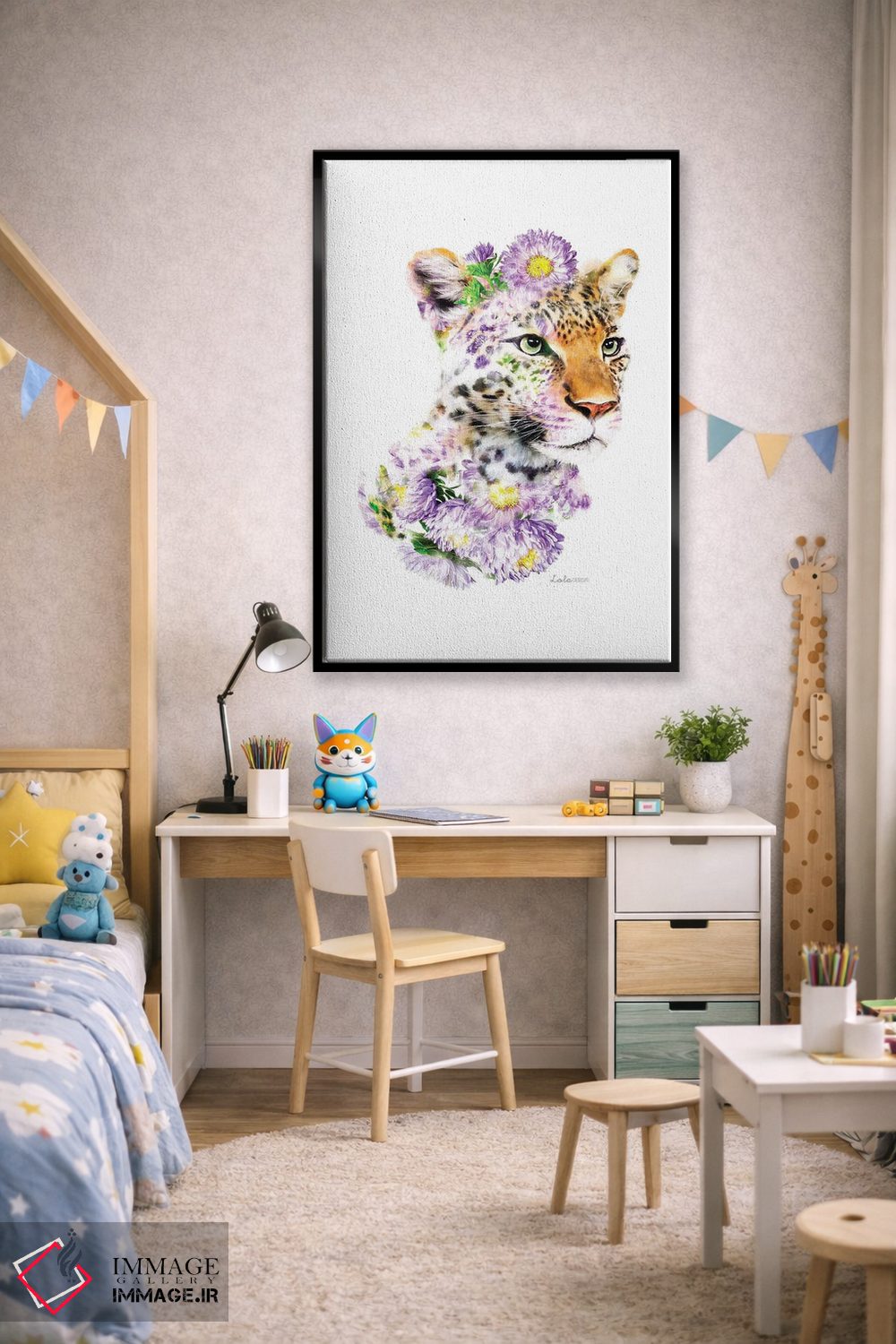 تابلو دکوراتیو پلنگ گیاهی حیات وحش اثر لولا دیزاین - D2B