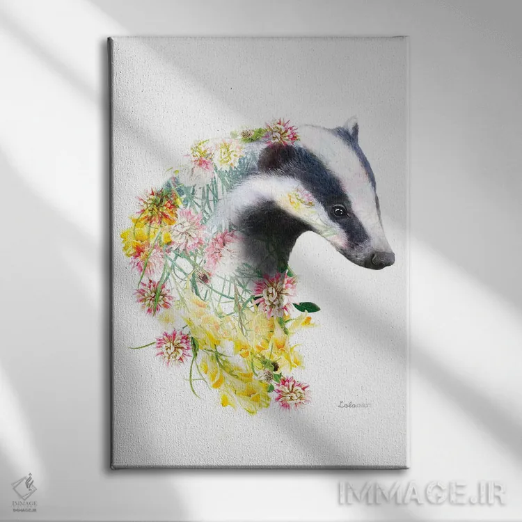 تابلو دکوراتیو گورکن گیاهی حیات وحش اثر لولا دیزاین - نمای روبهرو روی دیوار